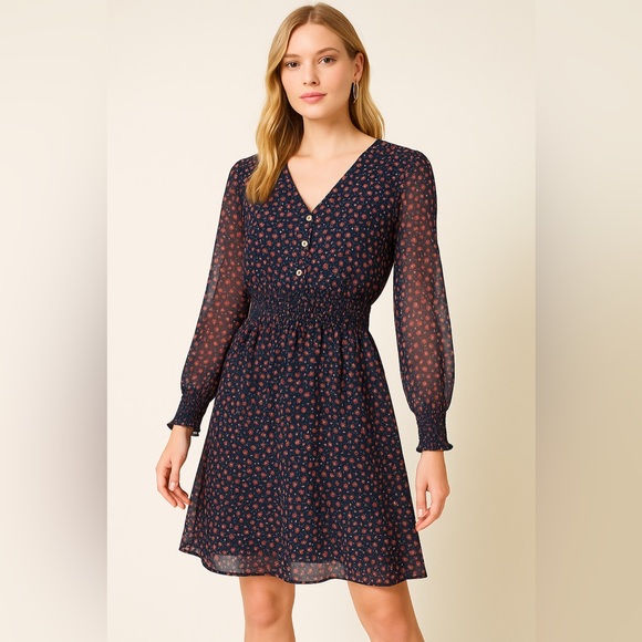 LOFT Dresses & Skirts - 🌸 LOFT Floral Smocked Waist Dress – Size Medium 🌸